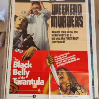 Giallo Double Feature Weekend Murders / Black Belly of the Tarantula Rare Adult Version 1972 One Sheet Folded